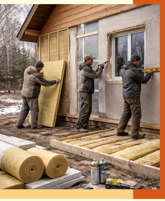 Утепление дачного дома в Железногорске от 4855 руб/м2 — недорого | ТепломастерЖлк