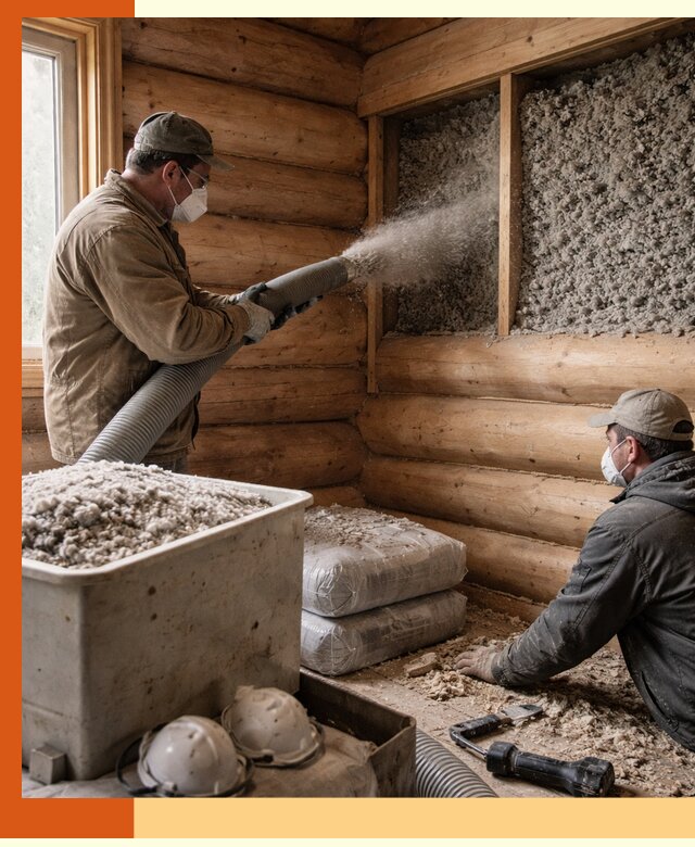 Утепление дома из бруса эковатой в Железногорске