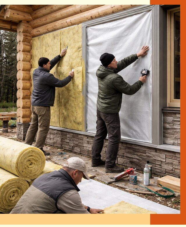 Утепление бревенчатого дома в Железногорске от 7819 руб/м2 — заказать под ключ | ТепломастерЖлк