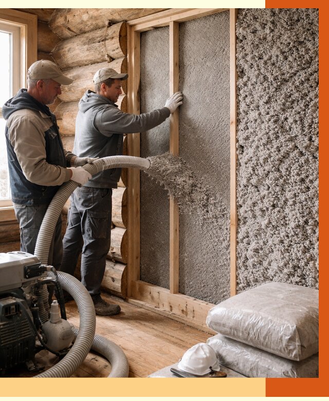 Утепление бревенчатого дома эковатой в Железногорске от 2811 руб. | ТепломастерЖлк