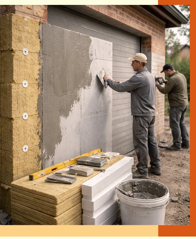 Утепление гаража снаружи в Железногорске от 4293 руб. за м2 — наружное утепление под ключ | ТепломастерЖлк