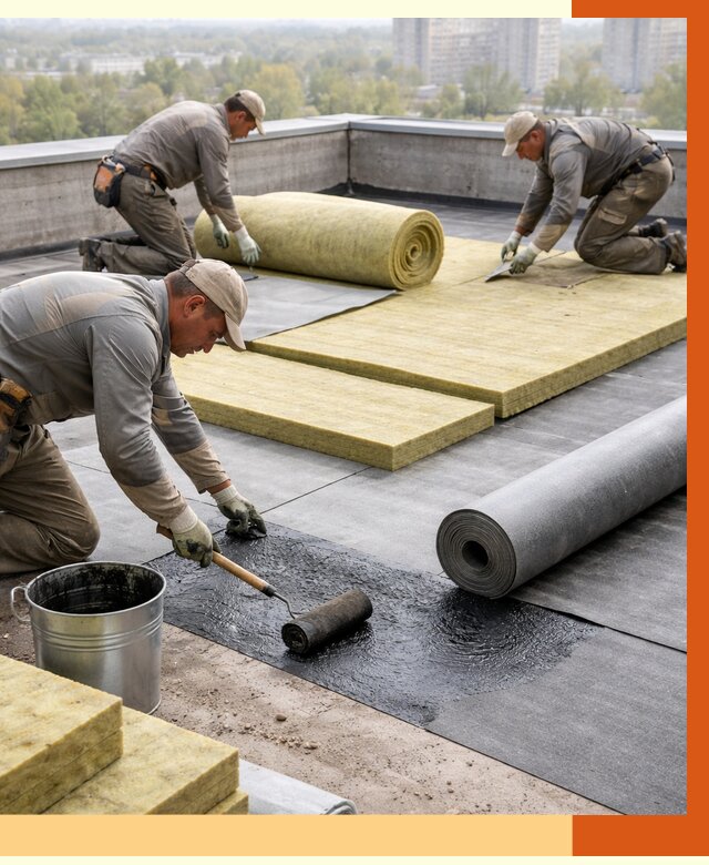 Утепление плоской крыши в Железногорске от 7359 руб./м2 под ключ | ТепломастерЖлк
