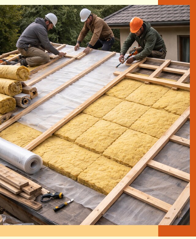 Утепление скатной крыши в Железногорске от 1278 руб./м2 под ключ | ТепломастерЖлк