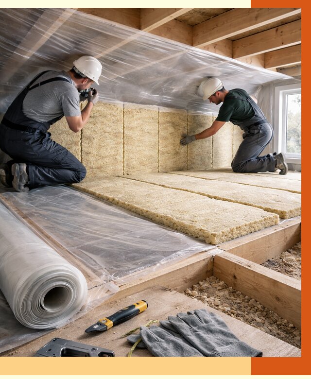 Утепление перекрытий в Железногорске от 2913 руб/м2 — утепление межэтажных и чердачных | ТепломастерЖлк