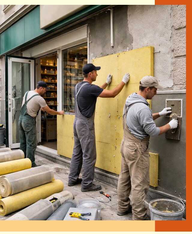 Утепление магазина в Железногорске от 4599 руб/м2 — цена, стены и снаружи | ТепломастерЖлк