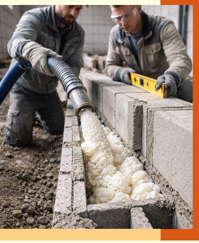 Заполнение колодцевой кладки ППУ в Железногорске от 4293 руб. за м2 | ТепломастерЖлк