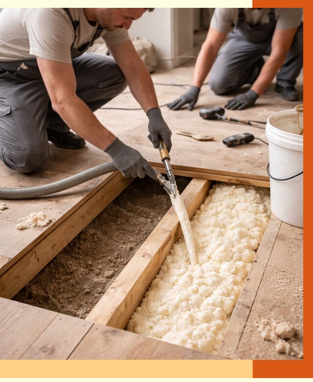 Заполнение пустот пола в Железногорске от 2760 руб. — утепление пустот пола под ключ | ТепломастерЖлк