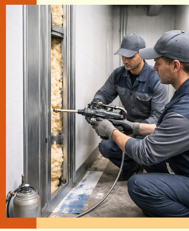 Заполнение пустот холодильных панелей в Железногорске специализированной пеной