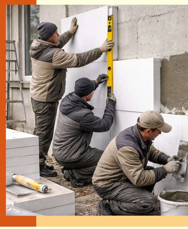 Утепление пенопластом наружных стен и фасадов в Железногорске