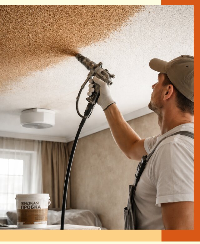 Утепление потолка жидкой пробкой в Железногорске от 3577 руб. | ТепломастерЖлк