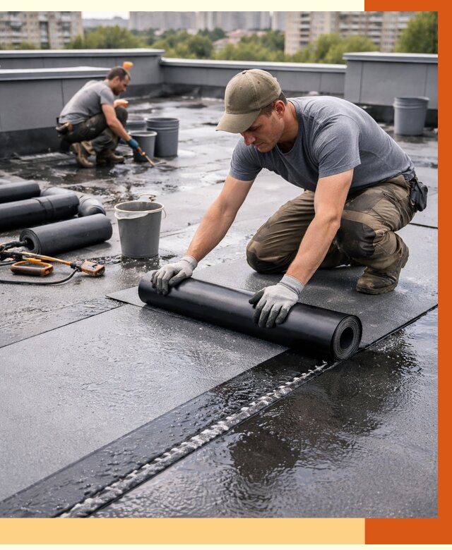 Гидроизоляция плоской кровли в Железногорске от 4599 руб./м2 — профессионально | ТепломастерЖлк