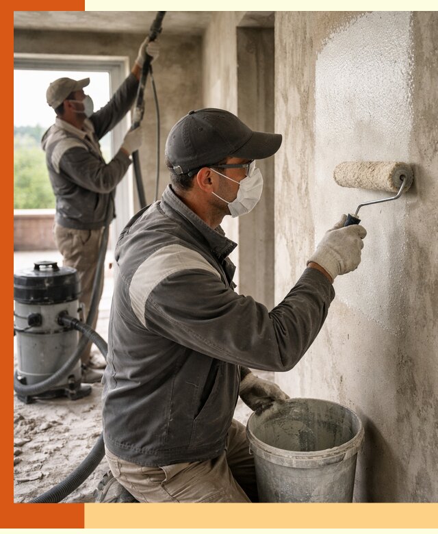 Подготовка поверхности под напыление утеплителя в Железногорске