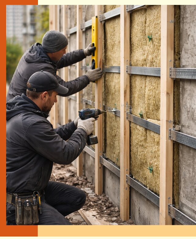 Монтаж обрешетки под утепление зданий и квартир в Железногорске